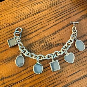 Antique Silver Toggle picture frame charm bracelet